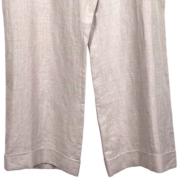 Michael Kors Plus Size 20W Wide Leg Linen Trousers Cuffed Beige NWT - Picture 7 of 16